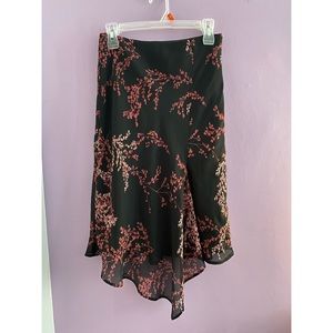 Black floral midi skirt